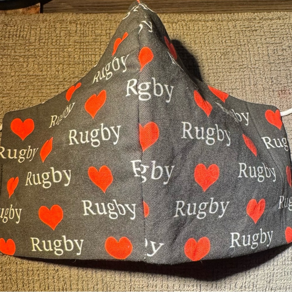 Gray and Red Heart rugby Face Mask, ball print mask, shark mask,Tupac mask